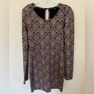 Luca Couture gold and black bodycon dress